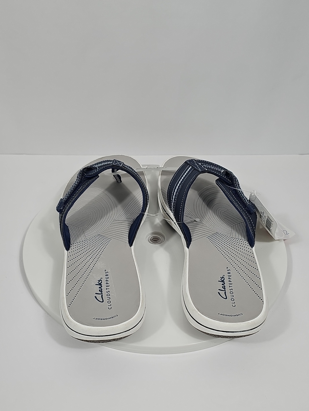 Clarks Cloudsteppers Brinkley Jazz Flip Flop Sandals Cushion Soft Navy 12 NWT - Picture 7 of 13
